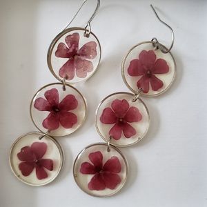 Real Verbena Flower Earrings